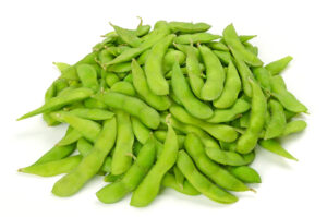 Pile of edamame green soybeans